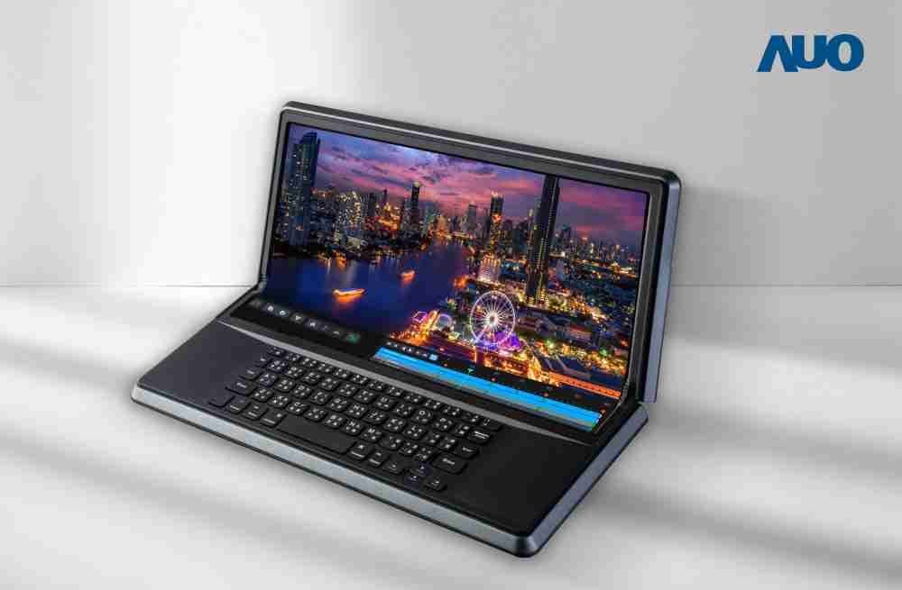 PA直营14.6吋Micro LED折迭显示屏幕，，，搭配半径4mm的弯折绞炼，，，以及高画素、、、高亮度、、高对比度的显示技术特点，，，即便在大视角下仍保有绝佳色相与亮度